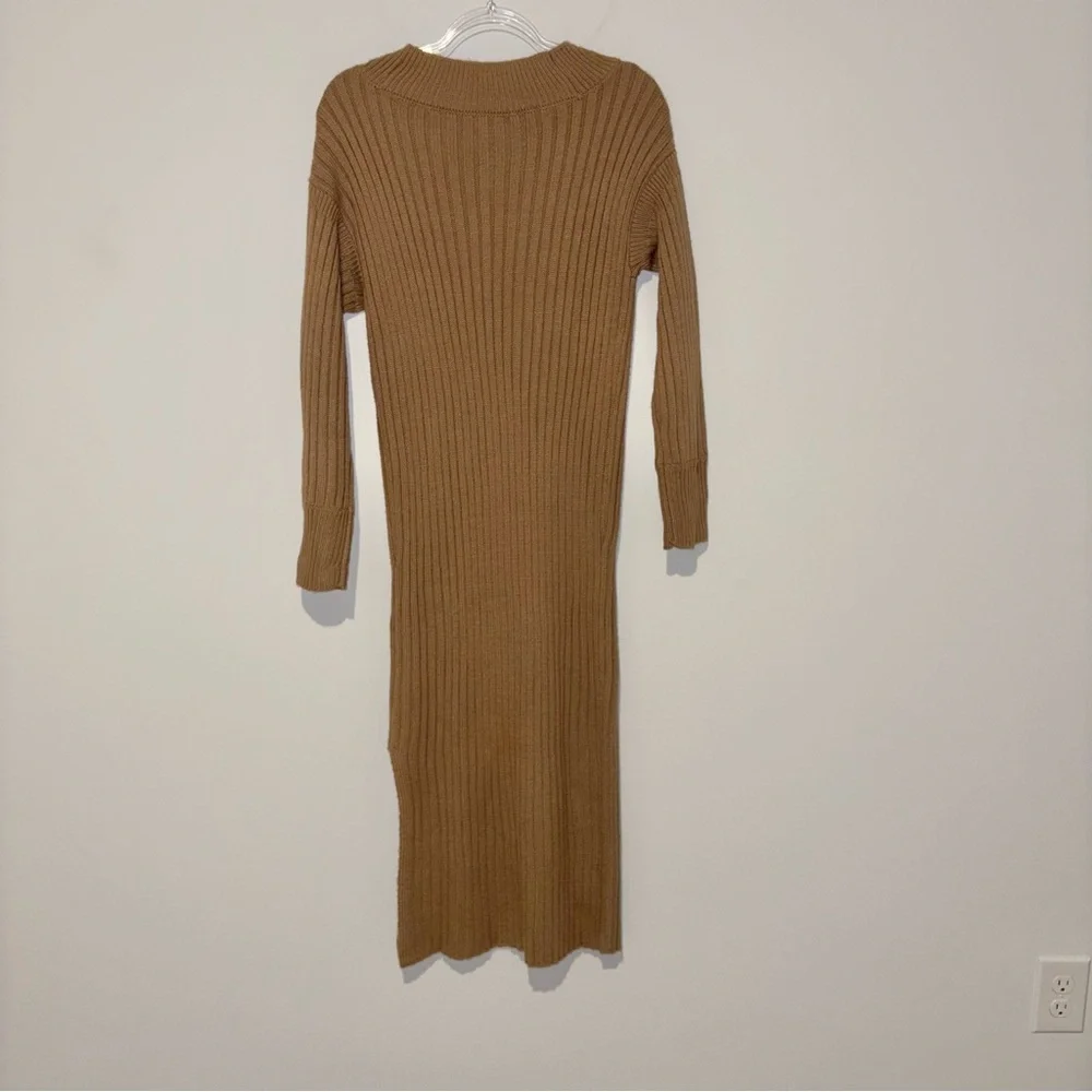River Island London v-neck ribbed maxi‎ sweater dress Tan Brown Size XS